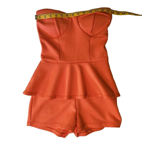 NWT UK2LA Coral Sweetheart Neckline Bustier Bodice Peplum Romper Size Small - Picture 3 of 10